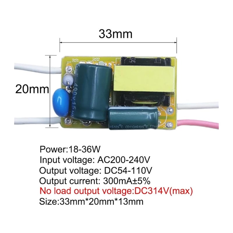 300mA ثابت التيار LED سائق 36 50W DC 24 160V إمداد الطاقة حماية من التحميل الزائد - Image 3
